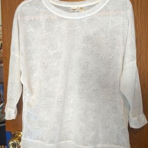 Tropical White Palm Pattern Shirt - Medium